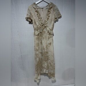 June and Hudson floral ruffle midi dress size S